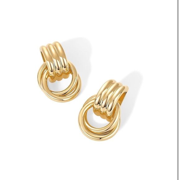 14k Gold Plated Chunky Dangle Earrings - Picture 4 of 4